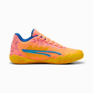 Stewie 3 Dawn in 'Cuse Women's Basketball Shoes, Yellow Sizzle-Fluro Peach Pes-Cobalt Glaze-Luminous Blue, extralarge