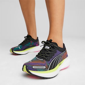 ウィメンズ ディヴィエイト ニトロ 2 サイケデリック ラッシュ ランニングシューズ, PUMA Black-Lime Pow-Poison Pink, extralarge-JPN