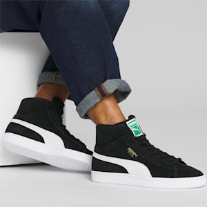 Suede Mid XXI Sneakers, Metallic Puma Black-Puma White-Amazon Green, extralarge