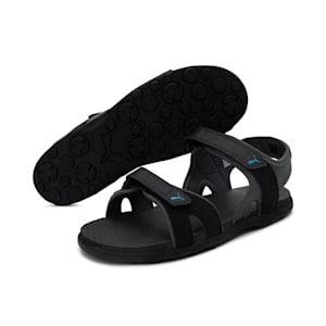 Ultimate Comfort Men's Sandals, Puma Black-Dark Shadow-Dresden Blue, extralarge-IND