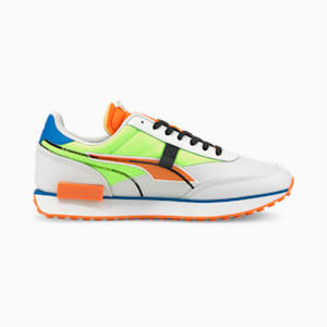 Future Rider Twofold Sneakers, Puma White-Green Glare-Vibrant Orange, extralarge-IND