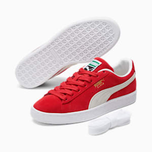 Zapatos deportivos de gamuza Classic XXI para mujer, High Risk Red-Puma White, extragrande