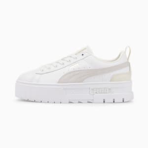 メイズ レザー ウィメンズ スニーカー, Puma White-Nimbus Cloud-Puma Team Gold