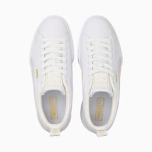 メイズ レザー ウィメンズ スニーカー, Puma White-Nimbus Cloud-Puma Team Gold