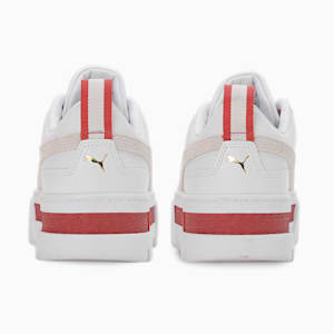 Mayze Leather Women's Sneakers, PUMA White-Vapor Gray-Heartfelt
