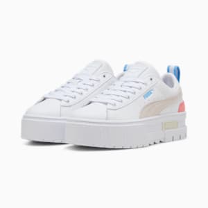 ウィメンズ メイズ レザー スニーカー, PUMA White-Pink Fruit, extralarge-JPN