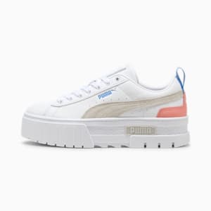 ウィメンズ メイズ レザー スニーカー, PUMA White-Pink Fruit, extralarge-JPN