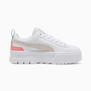 ウィメンズ メイズ レザー スニーカー, PUMA White-Pink Fruit, extralarge-JPN