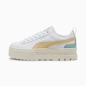 ウィメンズ メイズ レザー スニーカー, PUMA White-Modern Mint, extralarge-JPN