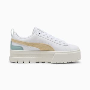 ウィメンズ メイズ レザー スニーカー, PUMA White-Modern Mint, extralarge-JPN