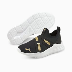 Wired Run Slip-On Little Kids' Shoes, Puma Black-Puma Team Gold, extralarge