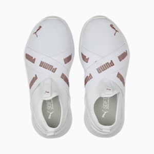 キッズ プーマ ワイヤードラン スリッポン フラッシュ スニーカー 17-21cm, Puma White-Rose Gold