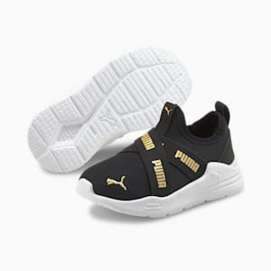 Wired Run Slip-On Toddler Shoes, Puma Black-Puma Team Gold, extralarge