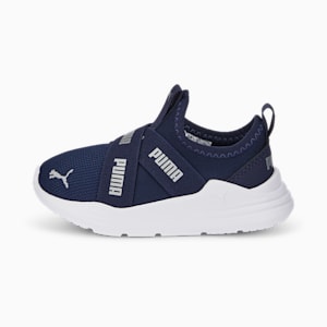 ベビー プーマ ワイヤードラン スリッポン フラッシュ イン スニーカー 13-16cm, Peacoat-Puma Silver