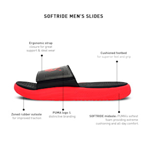 Softride Men's Slides, Puma Black-High Risk Red