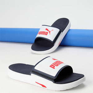 SOFTRIDE Men's Slides, PUMA White-For All Time Red-PUMA Navy, extralarge-IND