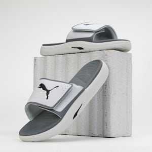 SOFTRIDE Men's Slides, Ash Gray-PUMA Black-Cool Dark Gray, extralarge-IND