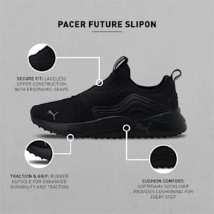 Pacer Future Slip-On Unisex Sneakers, Puma Black-Dark Shadow, extralarge-IND