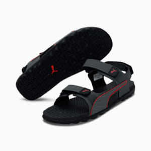 Sporty Unisex Sandals, Dark Shadow-Puma Black-High Risk Red, extralarge-IND