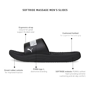 SOFTRIDE Massage Men's Slides, Puma Black-Puma White, extralarge-IND