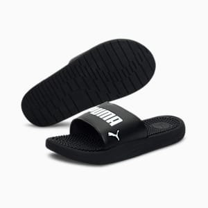 SOFTRIDE Massage Men's Slides, Puma Black-Puma White, extralarge-IND