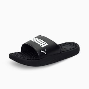 SOFTRIDE Massage Men's Slides, Puma Black-Puma White, extralarge-IND