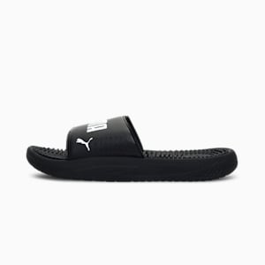 SOFTRIDE Massage Men's Slides, Puma Black-Puma White, extralarge-IND