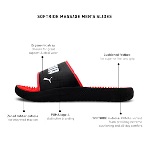 SOFTRIDE Massage Men's Slides, Puma Black-Puma White-High Risk Red, extralarge-IND