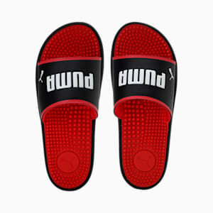 SOFTRIDE Massage Men's Slides, Puma Black-Puma White-High Risk Red, extralarge-IND