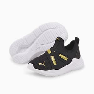 ベビー プーマ ワイヤードラン スリッポン サマー スニーカー 12-16cm, Puma Black-Puma Team Gold