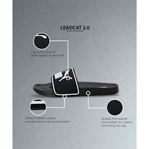 Leadcat 2.0 Unisex Slides, Puma Black-Puma White, extralarge-IND