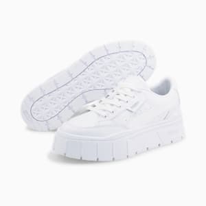 Mayze Stack Leather Women's Sneakers, Puma White, extralarge-IND