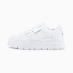 Mayze Stack Leather Women's Sneakers, Puma White, extralarge-IND