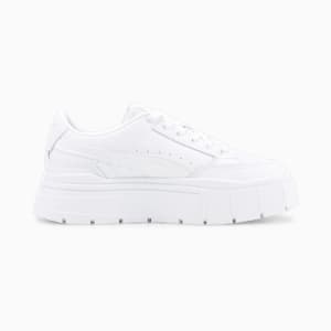 Mayze Stack Leather Women's Sneakers, Puma White, extralarge-IND