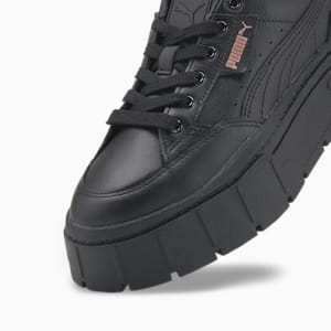 Mayze Stack Leather Women's Sneakers, Puma Black, extralarge-IND