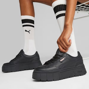 Zapatos deportivos de cuero Mayze Stack para mujer, Puma Black, extragrande