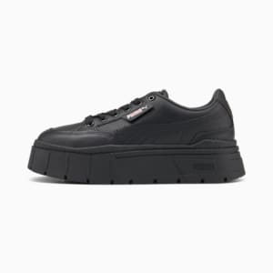 Mayze Stack Leather Women's Sneakers, Puma Black, extralarge-IND