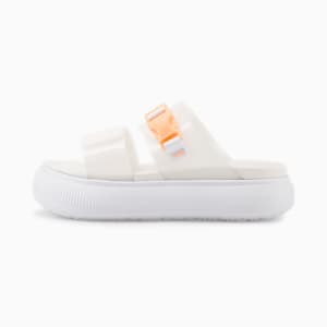 Sandalias de natación para mujer Suede Mayu Pop, Puma White-Nimbus Cloud-Fizzy Melon, extralarge