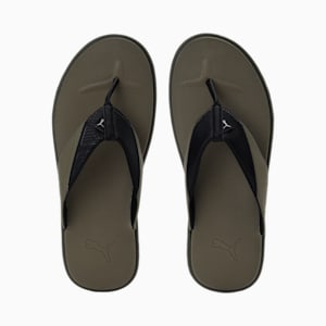 Galaxy Comfort V2  Unisex Flip Flops, Burnt Olive-Puma Black, extralarge-IND