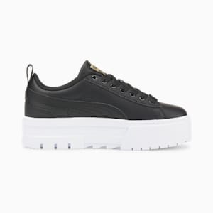 Tenis de cuero para jóvenes Mayze, Puma Black-Puma Team Gold