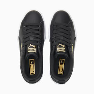 Zapatos deportivos Mayze de cuero para niños grandes, Puma Black-Puma Team Gold