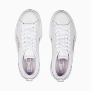 Mayze Leather Youth Trainers, PUMA White-Pearl Pink-Vivid Violet