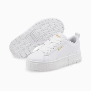 Mayze Leather Little Kids' Shoes, Puma White-Puma Team Gold, extralarge