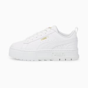 Baskets Mayze Leather Enfant, Puma White-Puma Team Gold, extralarge