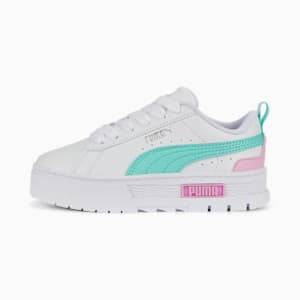 Zapatos Mayze Leather para niño pequeño, PUMA White-Mint-Lilac Chiffon