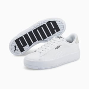 ウィメンズ リリィ プラットフォーム レザー スニーカー, Puma White-Puma White-Puma Black, extralarge-JPN