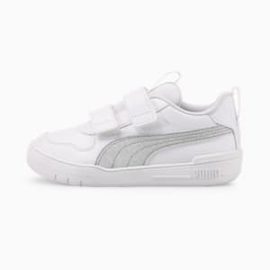 Tenis Multiflex Glitz Formstrip para niñas, Puma White-Puma Silver, extralarge