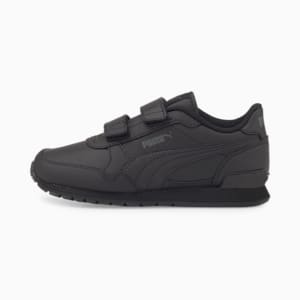 ST Runner v3 Leather Little Kids' Sneakers, Puma Kad Black-Puma Kad Black, extralarge