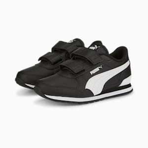 ST Runner v3 Leather Little Kids' Sneakers, Puma Kad Black-Puma Kad White, extralarge