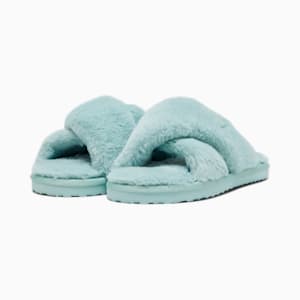Fluff X Strap Women's Slide, Green Fog-PUMA White